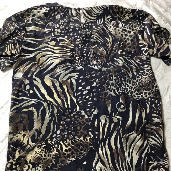 vintage fuda animal print silk blouse size medium - Picture 8 of 12